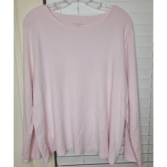 Talbots Plus 2X Light Pink LS Top Classic Comfort Easycare Coquette - Picture 1 of 4
